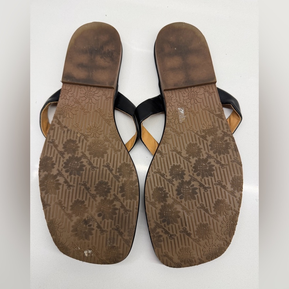 Yellow Box Black Leather Sandals - Picture 3 of 4